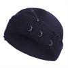 1pc Dark Elastic Knitted Hat with One Pin and Three RingsFor Girls, Without Border