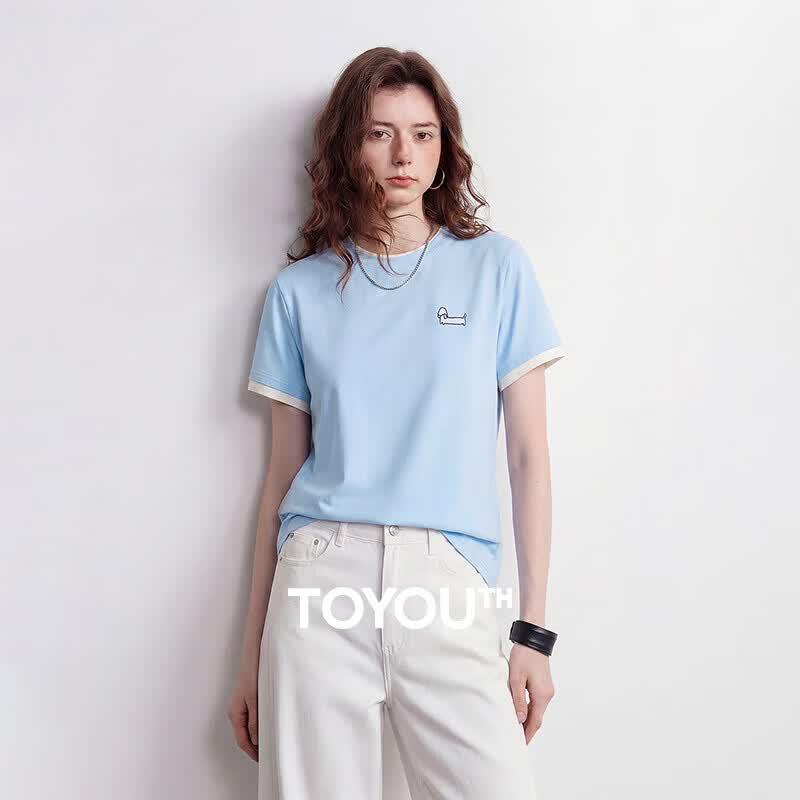 Chuyu Sorona Cool-Touch Dog Embroidery T-Shirt S