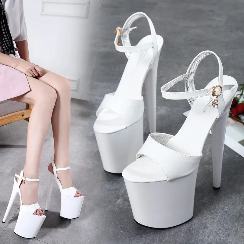Fashion 20cm European Autumn Foreign Trade Nightclub Sex Women's Shoes Waterproof Platform Roman Fishmouth Lady Super High Heel Sandals