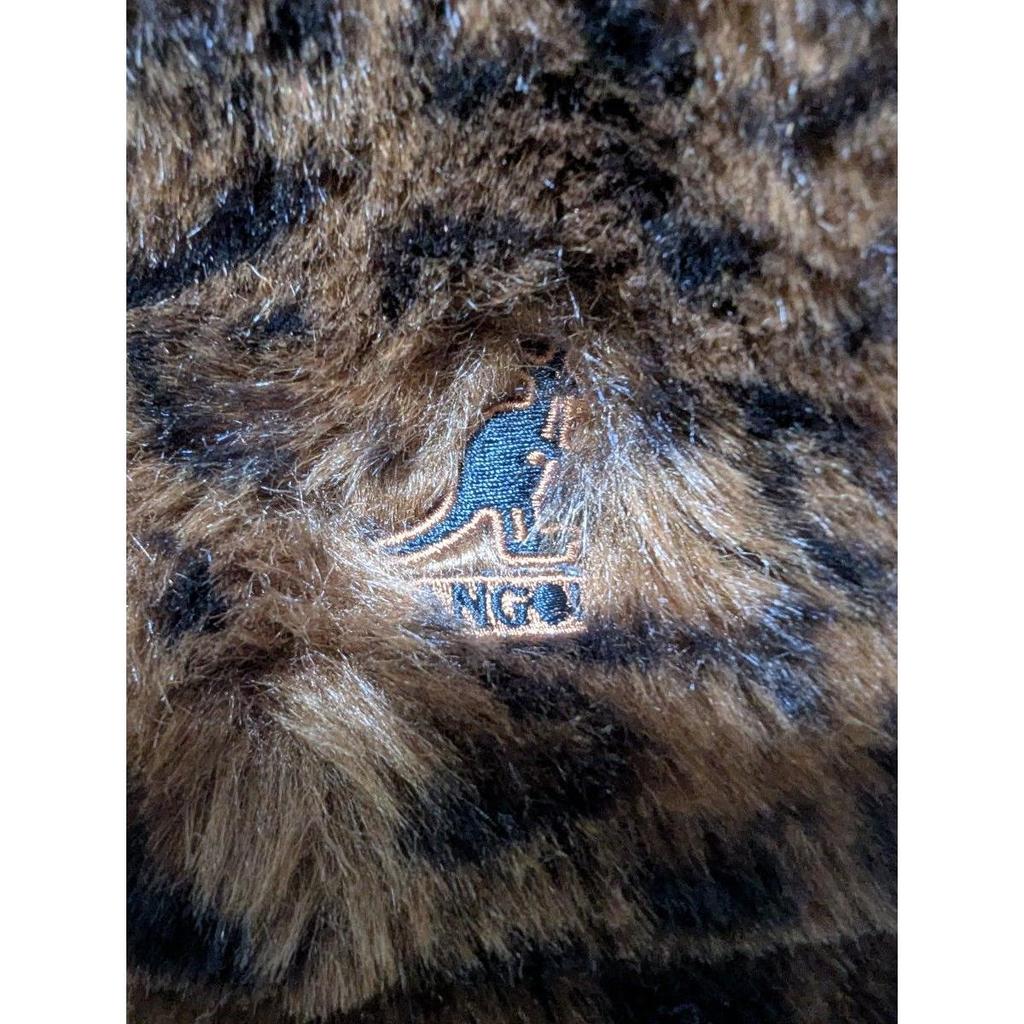 Used KANGOL Leopard pattern fur bucket hat hat leopard animal