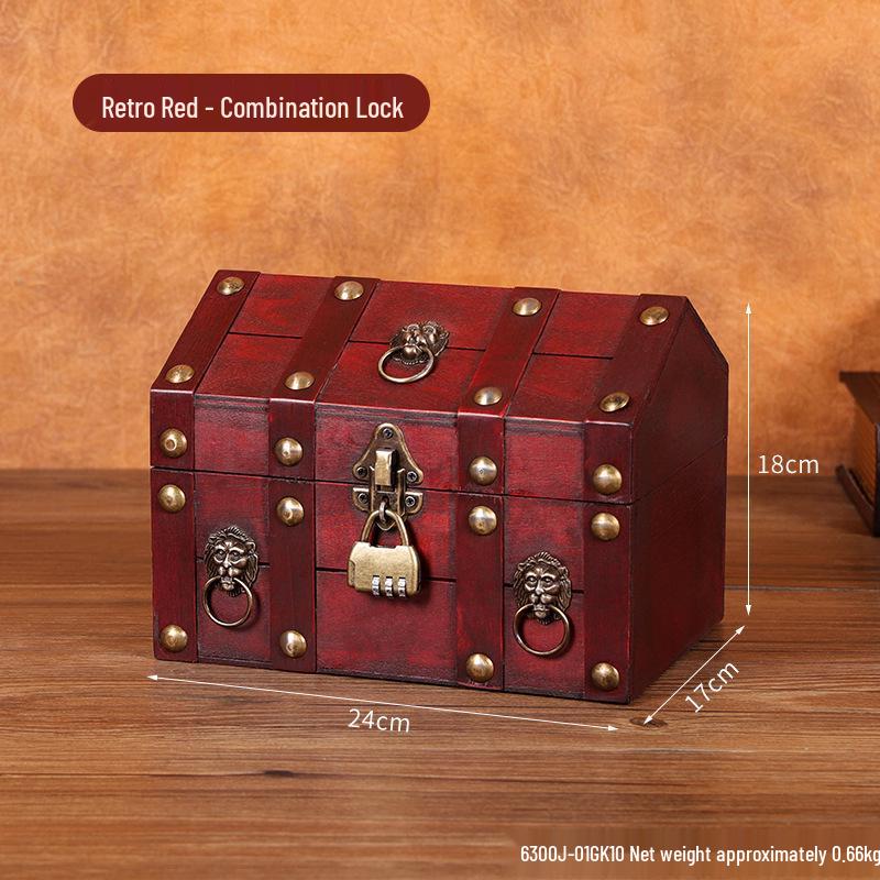 Wooden House-Shaped Lockable Storage Box for Film Props & Jewelry