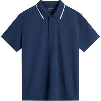 Li Ning Sports Trend Series Simple Casual Solid Color Short Sleeve Polo Shirt Men Polo Shirts Deep-Navy APLU165-2