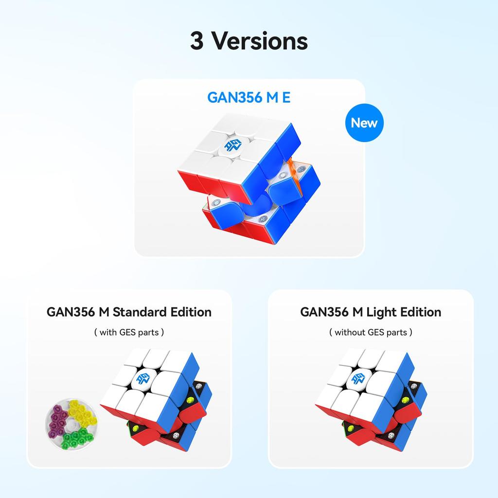 GAN356 M 3x3 מגנטי 48 GES כוונון מתח צעצוע עבור ומבוגרים 356M משודרג E, קובייה לפתרון מהיר, ללא מדבקות, מגנטים, פאזל Pro+ 12 רמות,