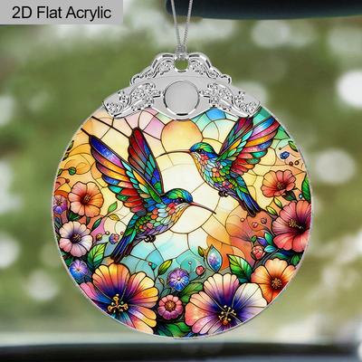 1pc Colorful Hummingbird Acrylic Ornament, Snap-On Round Pendant Wall Art, Easter & Mother's Day Gift for Home Garden