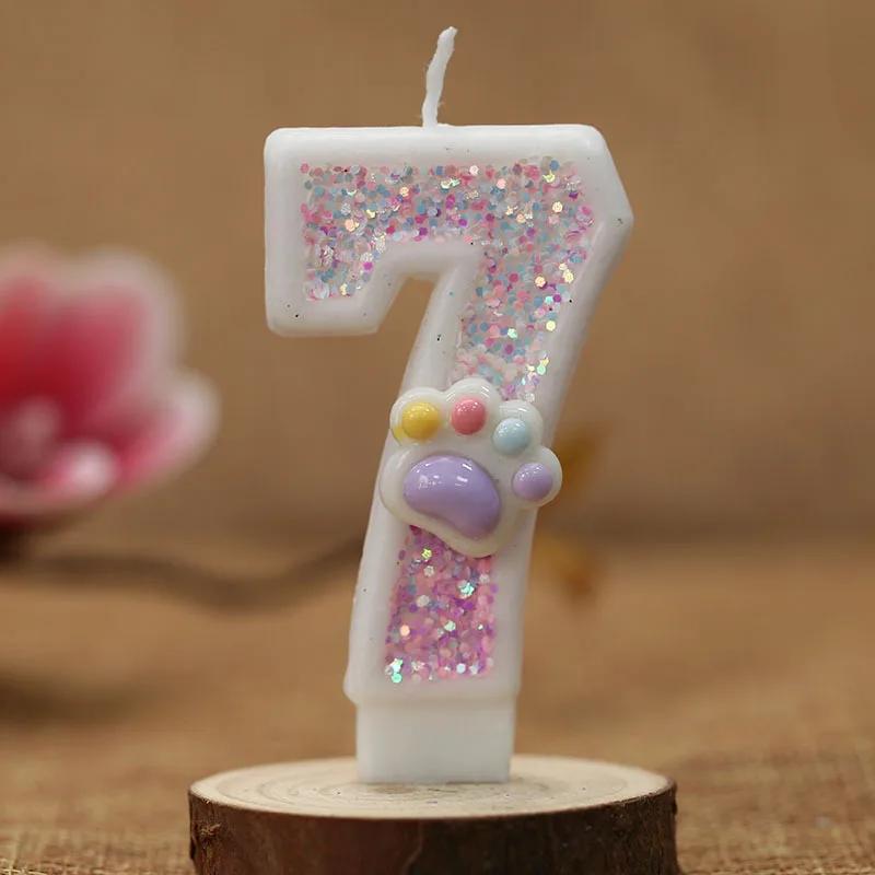 3D Number Birthday Candle Pink Glitter Unicorn Cake Decorating Party Anniversary Cake Decor for Cake Children's Birthday Candle