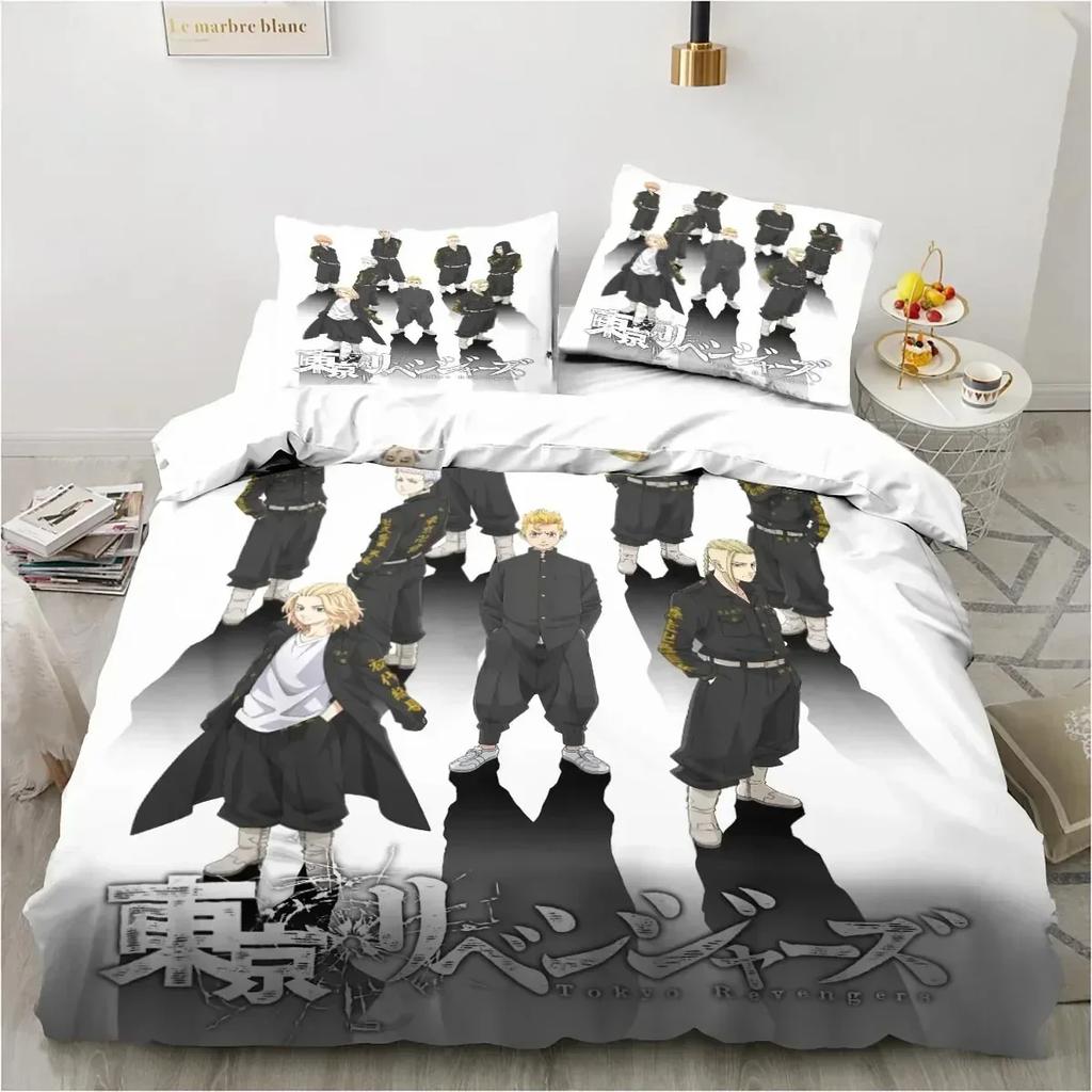 Anime Tokyo Revengers Ryuguuji Ken Sano Manjiro Bedding Set Duvet Cover Sheet Printed Bed Set Pillowcase Bed Comforter Bedroom