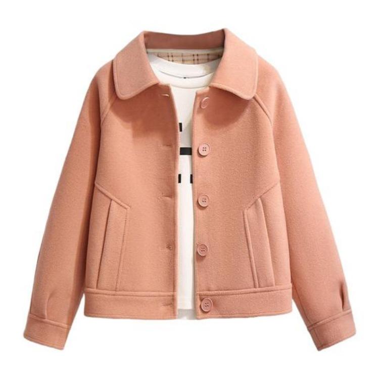 Warm Winter Wool Coat Ladies Hooded Plaid Overcoat Single Breasted Loose Mid Length Thick Jacket with Pockets for Travel Dating Commuting