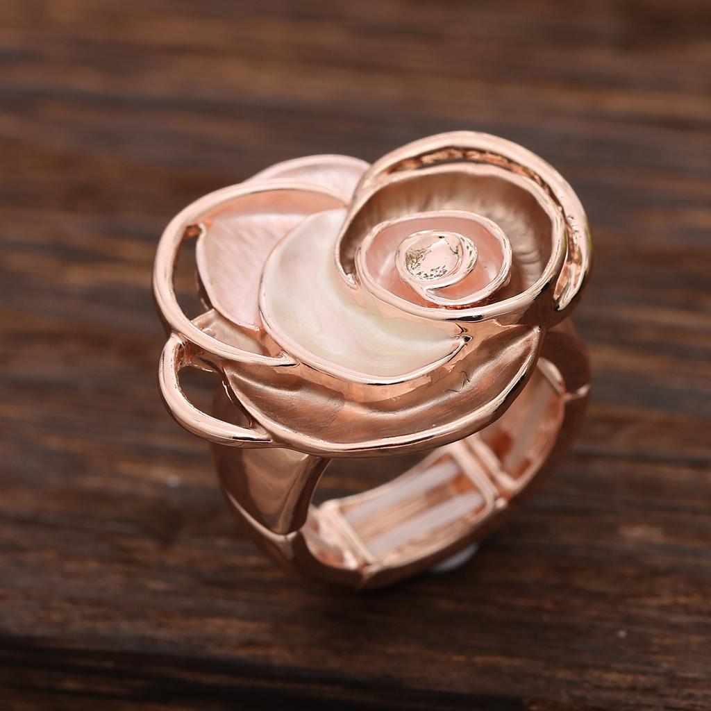 Enamel Geometric Flower Elastic Ring, Women's Fashion High-end Rose Alloy Ring