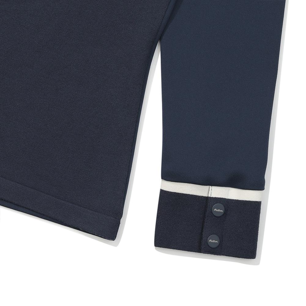 MALBON GOLF Knit Hybrid Polo Shirt Navy (Woman)