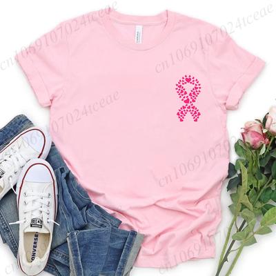 Breast Cancer Awareness Printed Women Tshirt Short Sleeve Pink Clothes Tops Breast Cancer Survivor Tee Shirt Clothing for Women