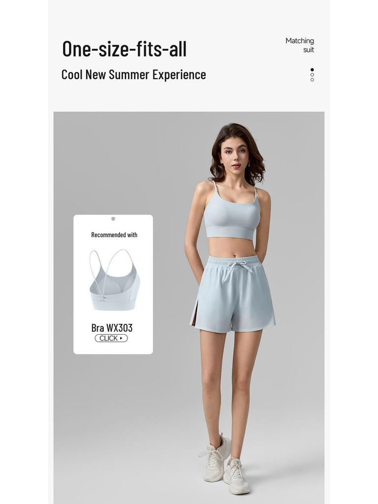 Women's Quick-Dry Sports Shorts, Anti-Exposure, Breathable with Pockets, Color-Blocked Fitness Bermudas.