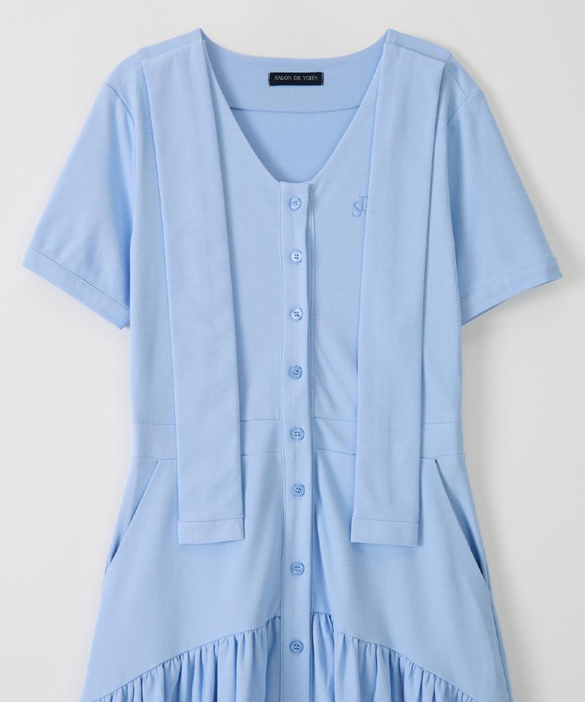Salon De Yon Shawl Layered Long Dress_ Blue
