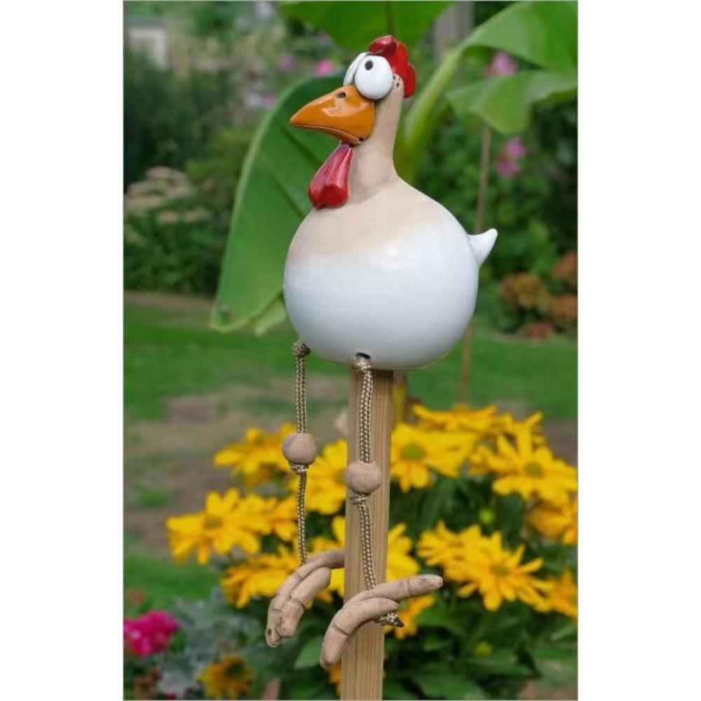 Long-footed Chicken Spring Breath Fence Resin Ornament Garden Ornament Nerdy Chicken Spoof Funny Chicken Design