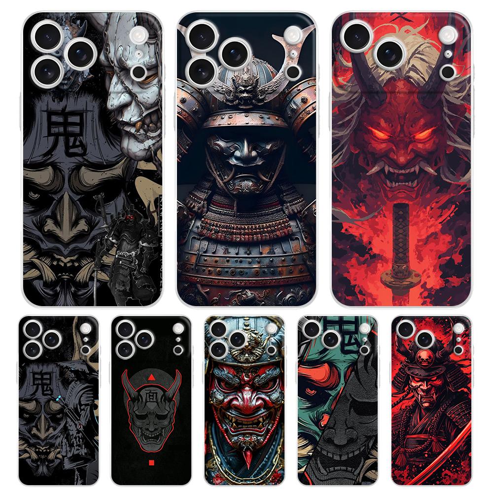Soft Phone Case For iPhone 17 Air 16E 16 11 15 14 Pro MAX 12 13 7 8 Plus SE Easter Cover Protection Japan Ghost Face Samurai