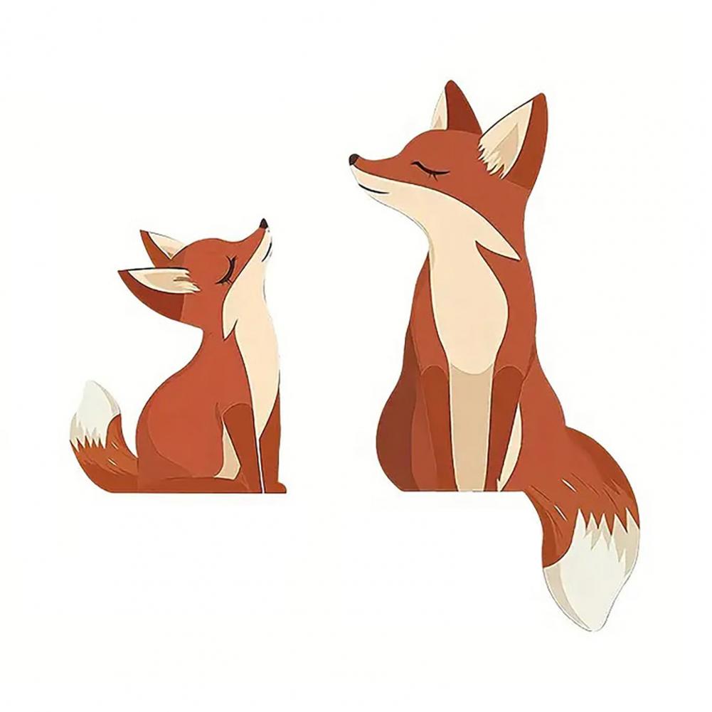 

Rustic Wooden Door Frame Decor Fox Family Corner Ornaments Mother Baby Fox Forest Theme for Front Door Edge