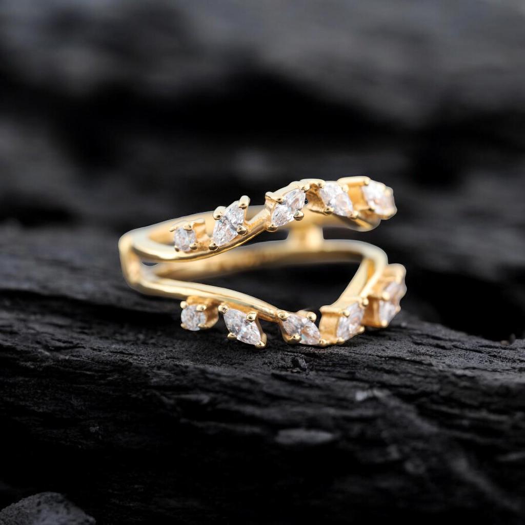 Unique Moissanite Ring Enhancer Sterling Silver Moissanite Wedding Band Stacking Matching Rings For Women Handmade Jewelry