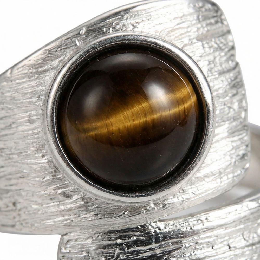 Elegant Vintage Adjustable Open Rings Irregular Niche Minimalist Rings Tiger Eye Stone Rings Party