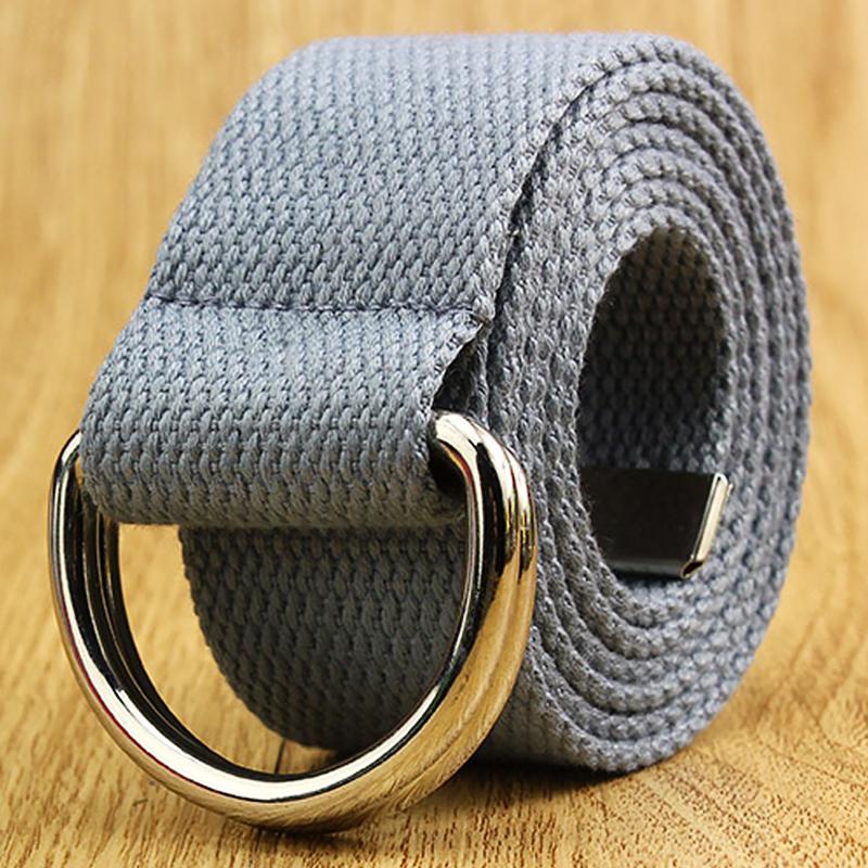1Pc Nylon/Alloy Casual Solid Color Fashion Double D-ring Buckle Wide Belt Men/Women Jeans