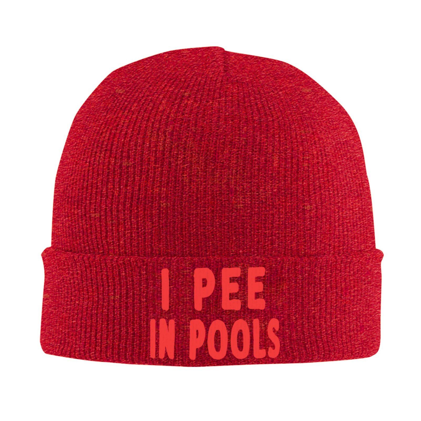 I PEE IN POOLS Warm Knitted Cap Autumn Winter Outdoor Beanies Hats for Unisex Skull Knitted Hat