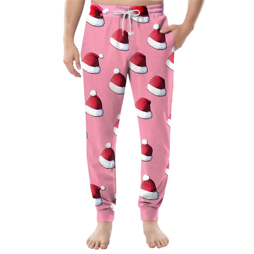 Men's Drawstring Pocket Cuffed Casual Pants Home Sleep Pants