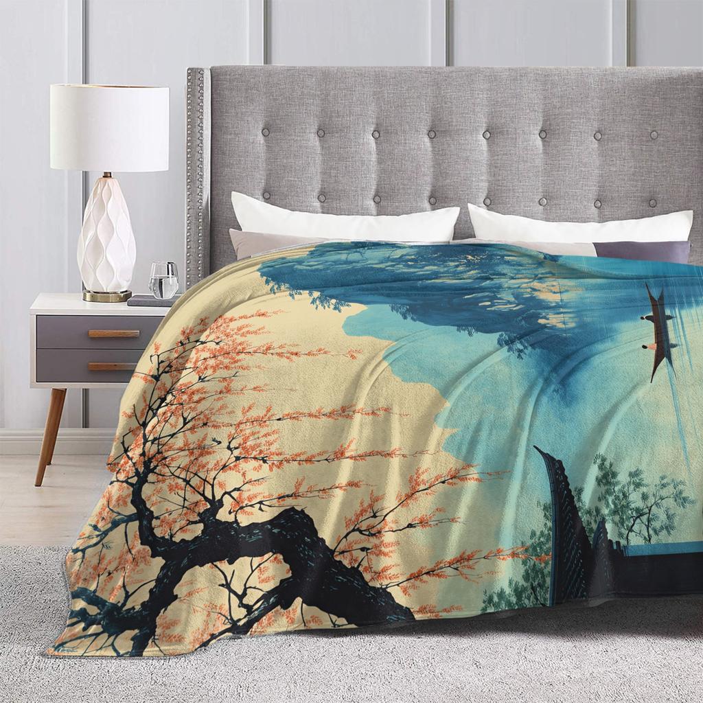 Chinese ink painting Flannel Blanket Winter Soft Warm Throw Blanket for Girls Boys Home Decor Aesthetic Bedspread Sofa Bed Cover