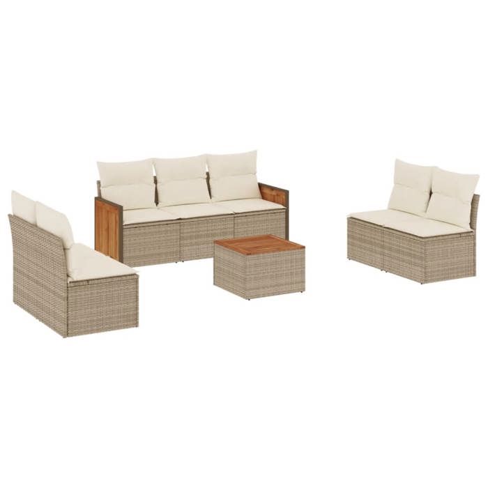 VidaXL Garden Lounge Set with Cushions 8 Pcs, Patio Sofas, Furniture Set, Outdoor Terrace Furniture, Beige 3259965