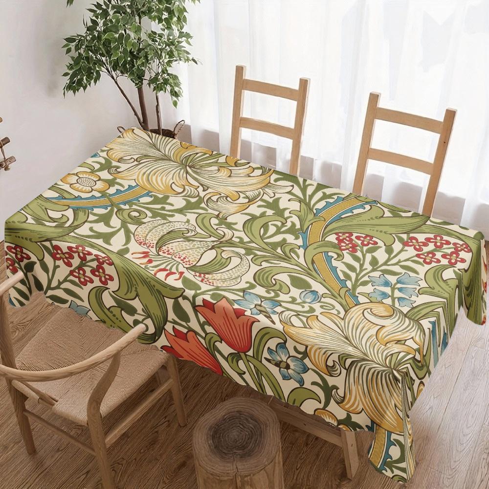 Floral Pattern Rectangle Table Cloth for Table Decor Holiday Party Waterproof Reusable Tablecloth for Table Kitchen Dining
