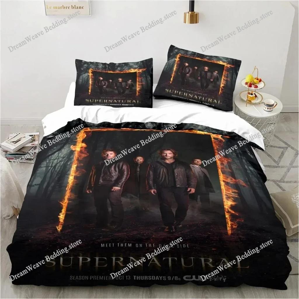 Supernatural Logo Bedding Set Duvet Cover Bed Set Quilt Cover Pillowcase Comforter King Queen Size Boys Adult Bedding Set963