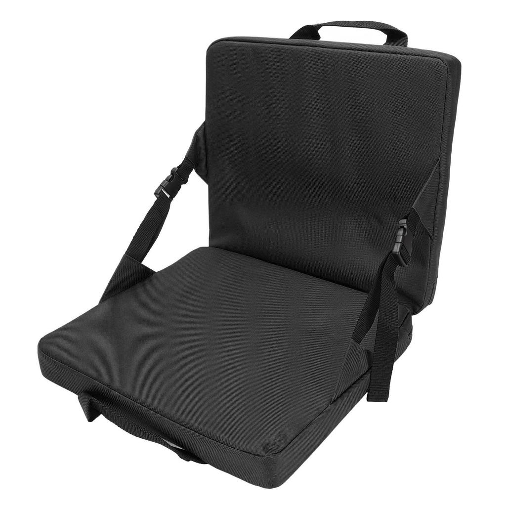 Folding Stadium Seat Cushion with Back Support Portable Handle Bleacher Cushion for Outdoor Black