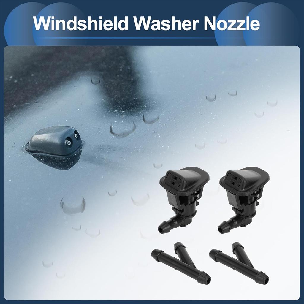 Windshield Washer Nozzle Front with Hose Connector No.68164356AB for Jeep Wrangler 2013-2018 Plastic Black