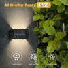BMW Outdoor Lights Solar Powered, Convex Mirror Wall Light, IP65 Waterproof Up and Down Courtyards Gardens Stairs Corridors Walls