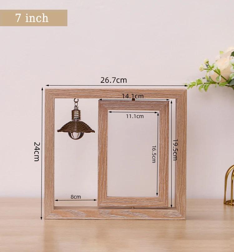 HeMu Creative double-sided rotating wooden photo frames posing for personalized couples gifts commemorative wooden photo frames