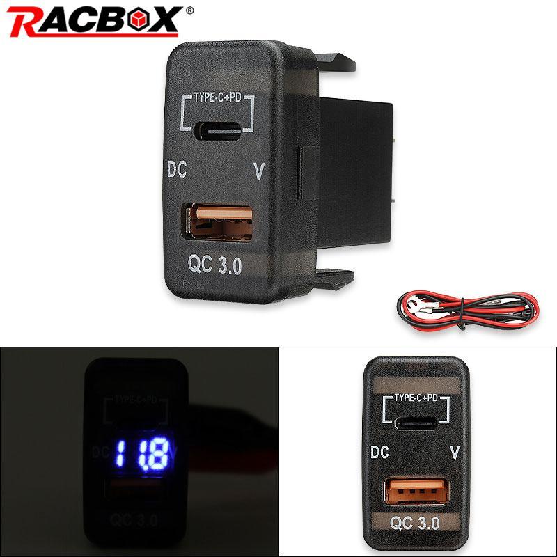Type-C USB Charger Adapter&Voltmeter for Toyota Tacoma 4Runner Tundra RAV4 Landcruiser 75 76 78 79 100 Hilux Prado 120 HIACE