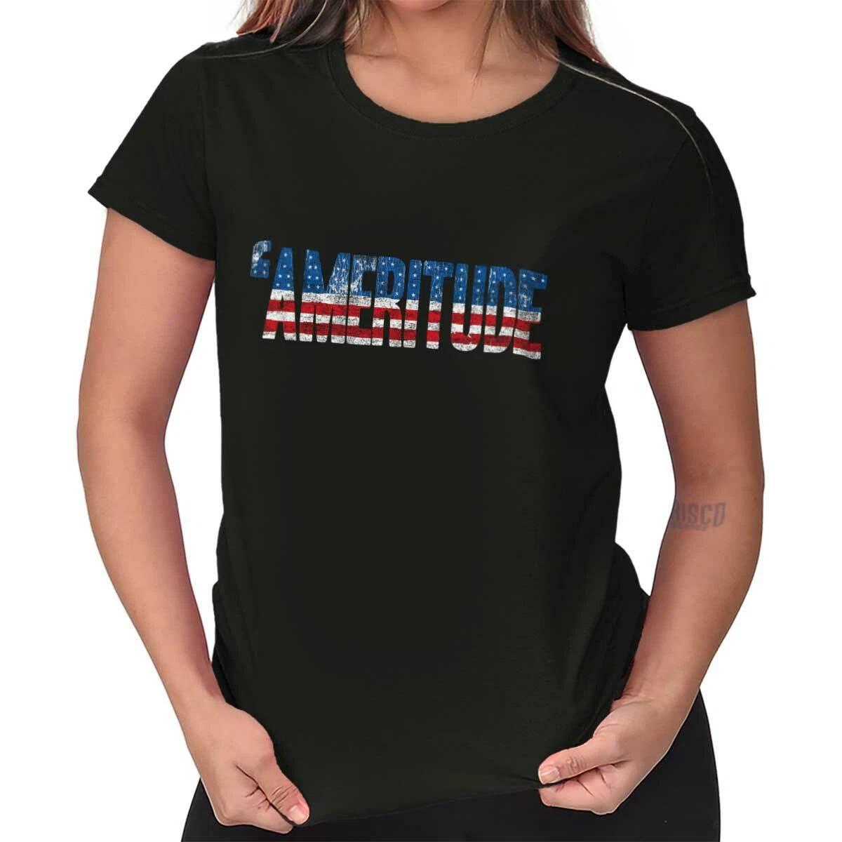 American Attitude United States USA Flag Womens Top Junior Graphic Tee XXXXL