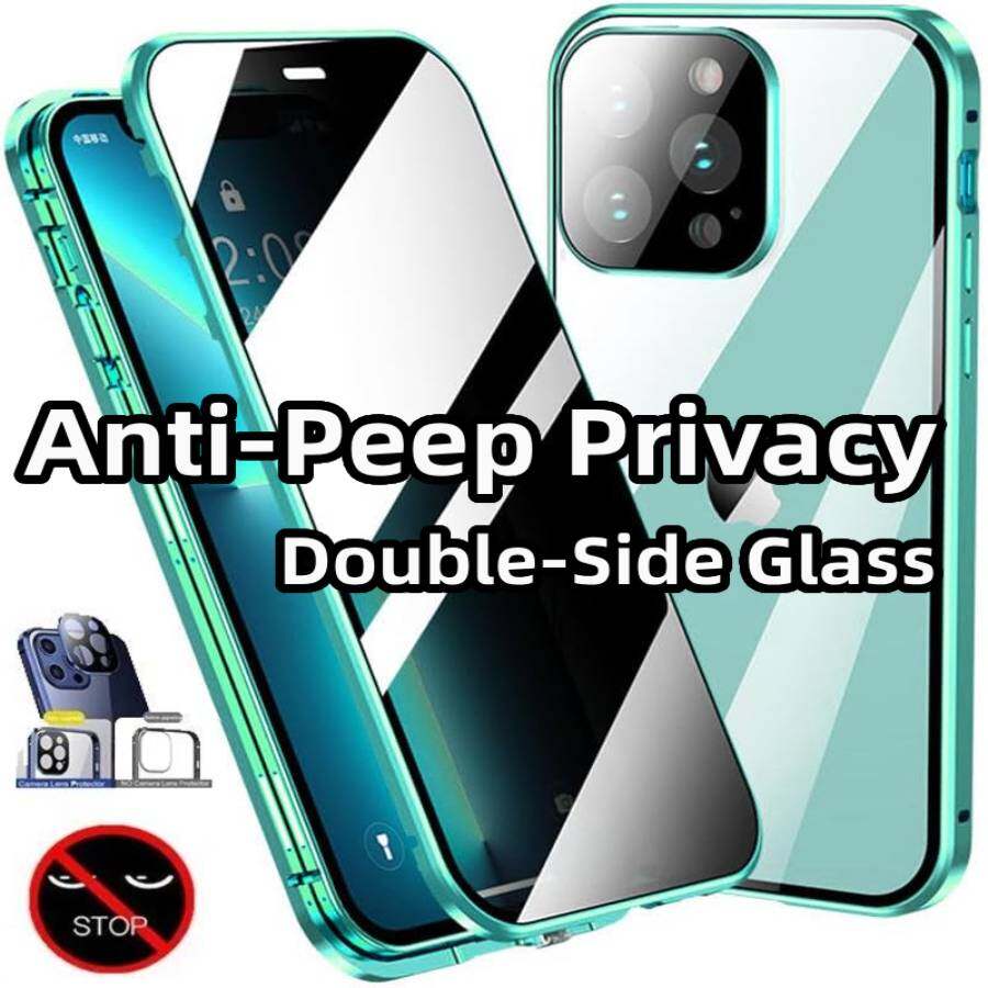 

Магнитный чехол-антишпион 360° для iPhone 15 Pro Max/15Plus/15+ с защитной крышкой для объектива камеры и бамперами для телефона iPhone 15 Pro Max зелёный