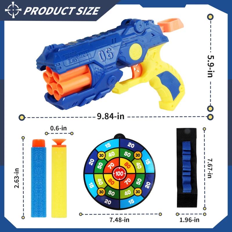 Children Manual Gun 4/6-S Soft Bullets Toy Gun Kits Long Range Dart Blaster Boys Shooting Toys Pistol Gun Kids Xmas Gifts