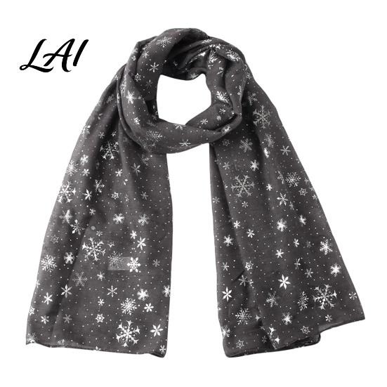 Soft Blend Shawl Glitter Sparkly Foil Snowflake Print Scarf for Women Christmas Decorative Theme Wrap Fall Winter Lightweight Fabric Gift