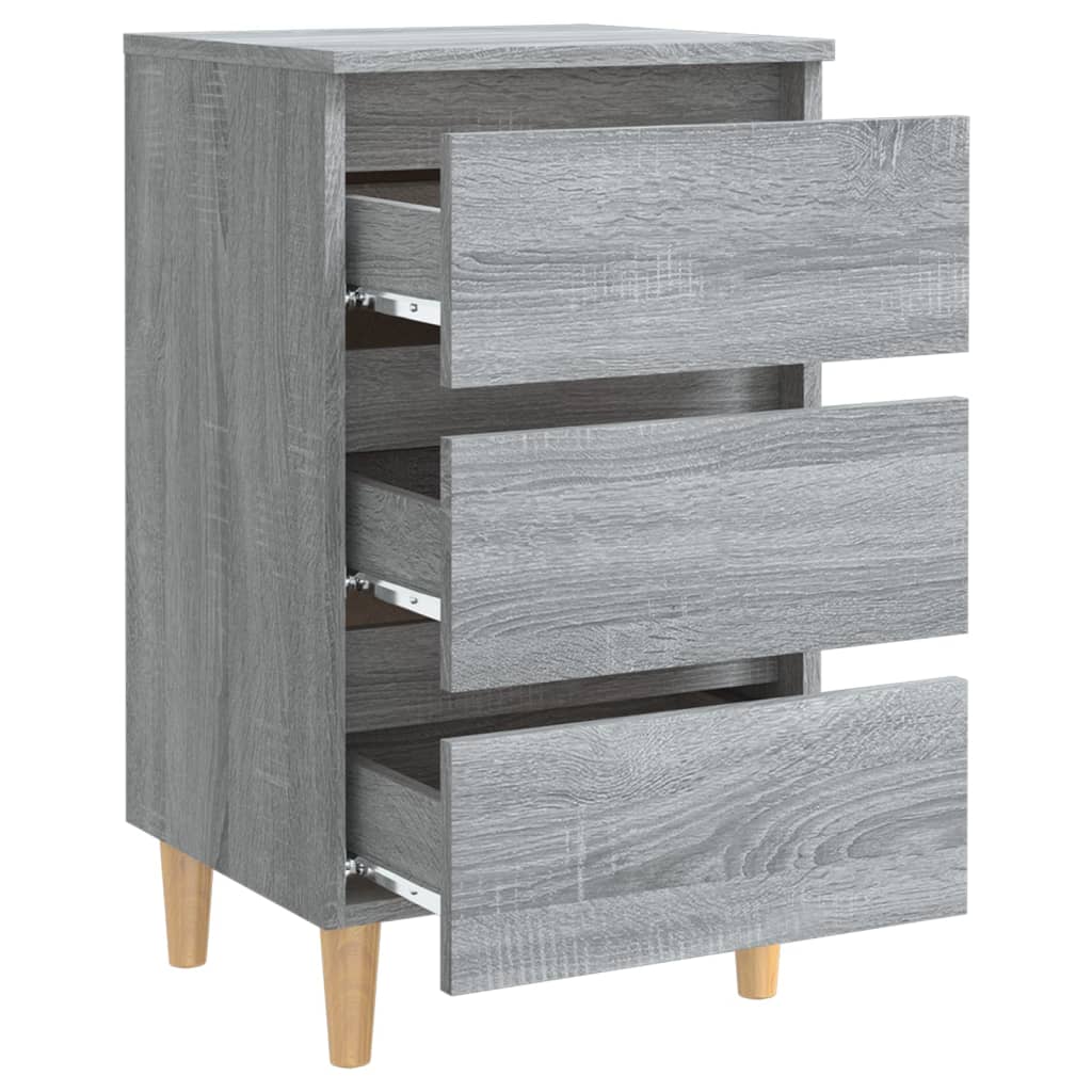 Schlichter Nachttisch mit Schubladen, Massivholzbeinen, 3-stufige Schubladenaufbewahrung, 40x35x69 cm