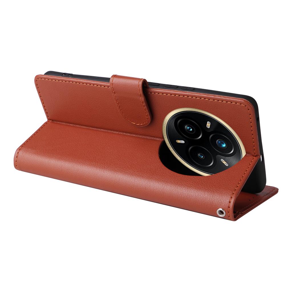 For Realme 14 Pro 5G Case Wallet Stand View PU Leather Phone Cover with Wrist Strap