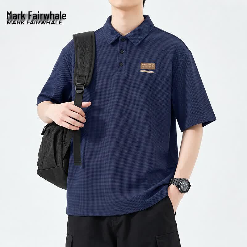 Mark Fairwhale Men's Waffle Knit Polo Short Sleeve T-Shirt