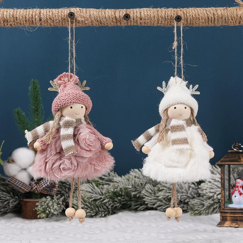 Christmas Doll Hanging Ornament Christmas Tree Angel Doll Hanging Toys Xmas Plush Doll Pendants Ornament Birthday Kids Gifts