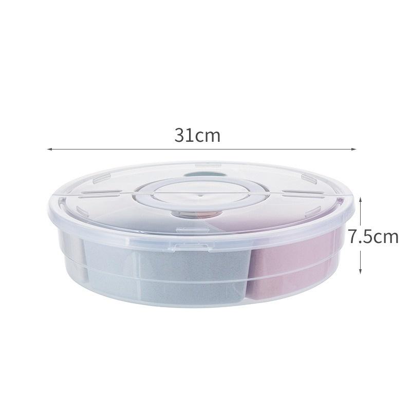 Divided Serving Tray Snack Plate with Lid Fruit Plates Compartment Candy Box Multi-function Food Storage Tray Household Gadgets