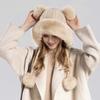 Winter Ladies Hat Fluffy Plush Thickened Heat Retention Ball Decor Ear Protection Solid Color Windproof Outdoor Camping Cycling Skiing Headwear