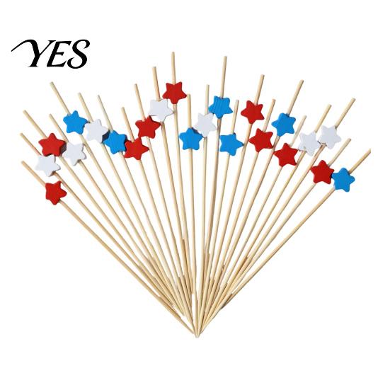 Burger Food Tags 100PCS Disposable Cocktails Picks, Independence Day Star Decor, Cold Cuts Bamboo Skewers for Appetizer Fruits Burgers Cakes 100pcs A