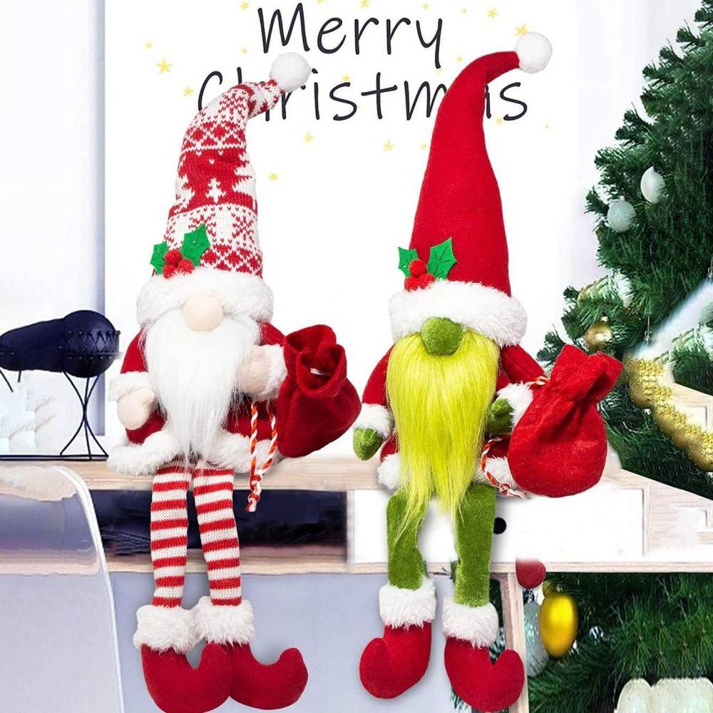 With Full Beard Sitting Long-legged Gnomes Old Man Ornament Plush Dwarf Doll Toys  Festival