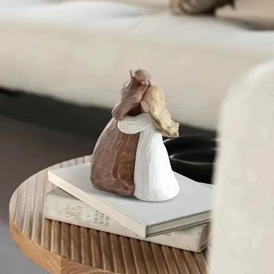 Mädchen umarmt Pferd Statue Handbemalte Harz Mädchen Pferd Figur Inspirierende Geschenke für Frauen Pferdeliebhaber