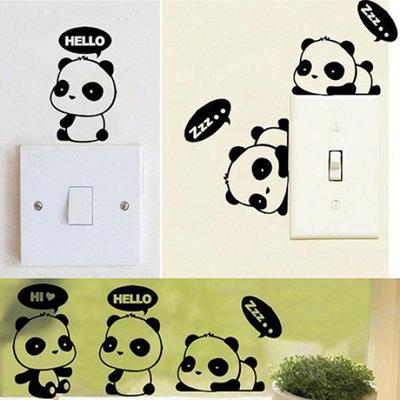 Liebevolle Cartoon Panda Zimmer Fenster Tür Aufkleber Dekor Abnehmbarer Lichtschalter Aufkleber ADM