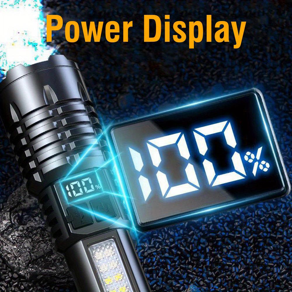 High Power Led Flashlight Rechargeable Tactical Torch Built-In Battery Hand Lamp Long Shot For Camping USB charging side light red blue warning light
