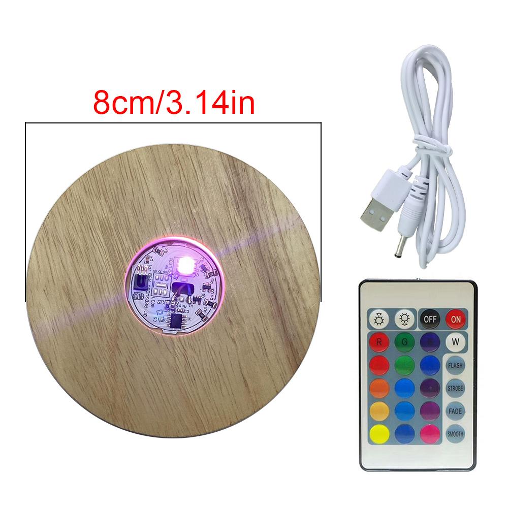 Wooden LED Light Dispaly Base Crystal Glass Resin Art Ornament Wooden Night Lamp Base LED Light Display Base Home Decor