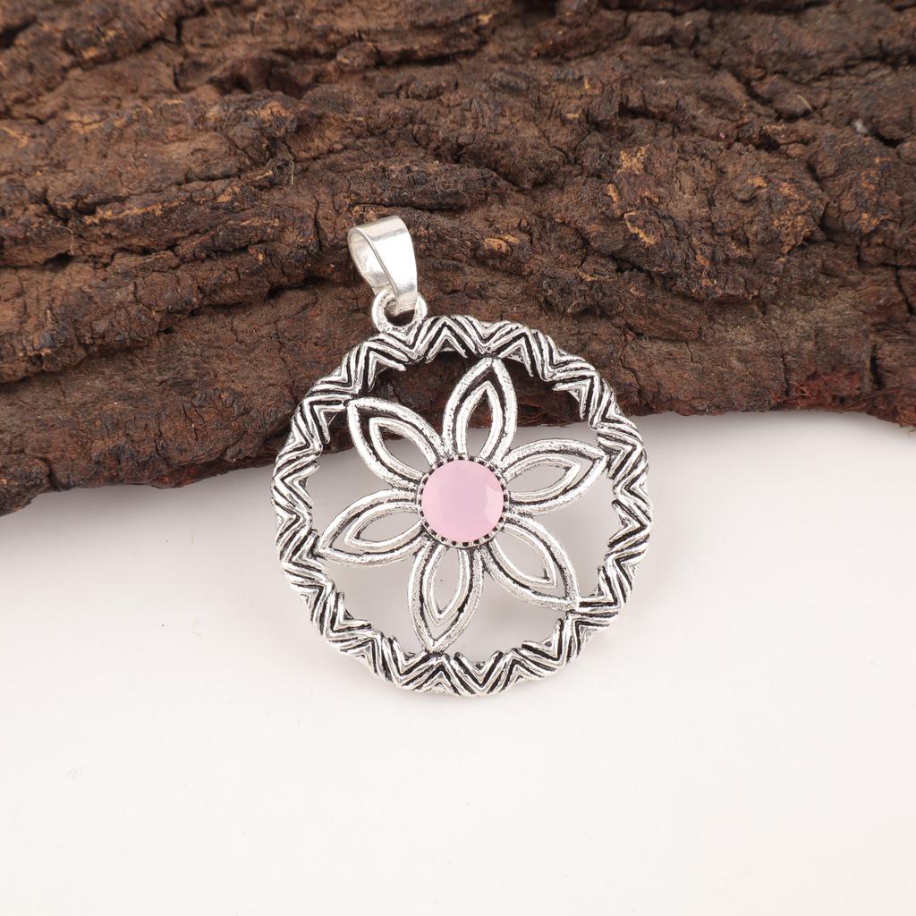 Rose Chalcedony Handmade Gemstone Pendant, 925 Solid Sterling Silver Pendant Antique Jewelry, Pendant For Engagement Gift